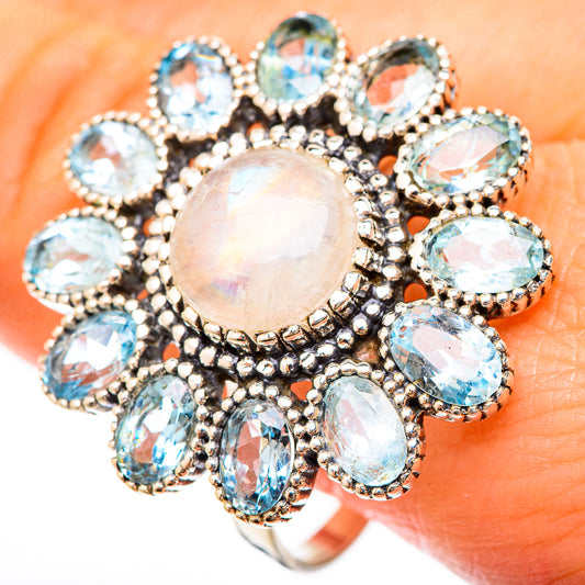 Rainbow Moonstone Rings handcrafted by Ana Silver Co - RING123266