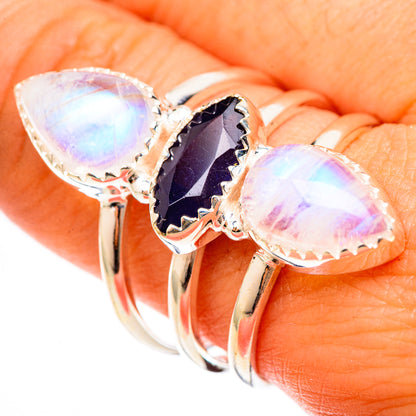 Rainbow Moonstone Rings handcrafted by Ana Silver Co - RING123272