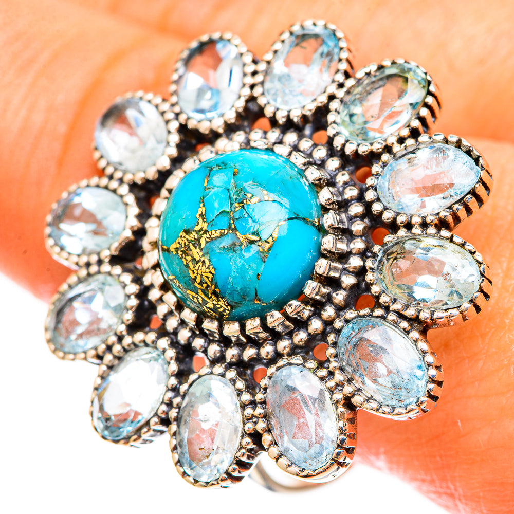 Blue Copper Composite Turquoise Rings handcrafted by Ana Silver Co - RING123279