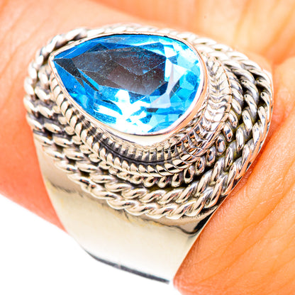 Swiss Blue Topaz Rings handcrafted by Ana Silver Co - RING123282