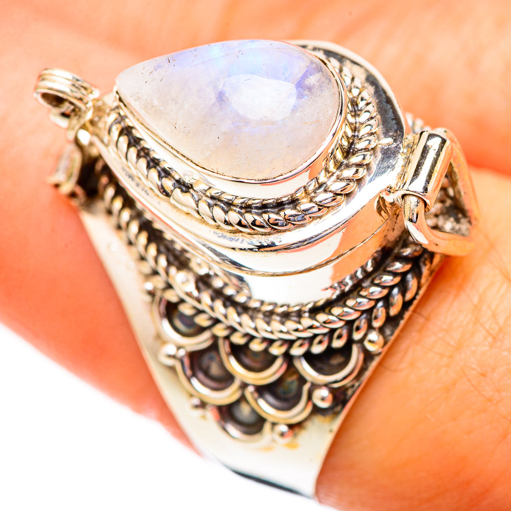 Rainbow Moonstone Rings handcrafted by Ana Silver Co - RING123341