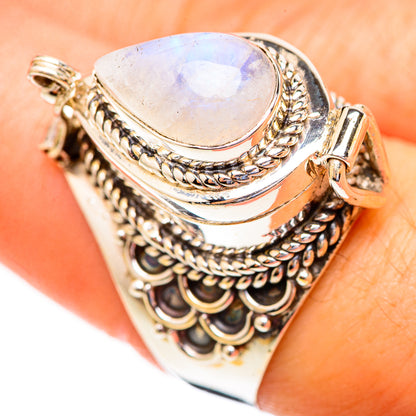 Rainbow Moonstone Rings handcrafted by Ana Silver Co - RING123341