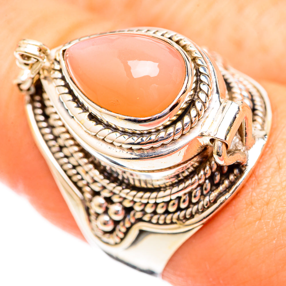 Peach Moonstone Rings handcrafted by Ana Silver Co - RING123355