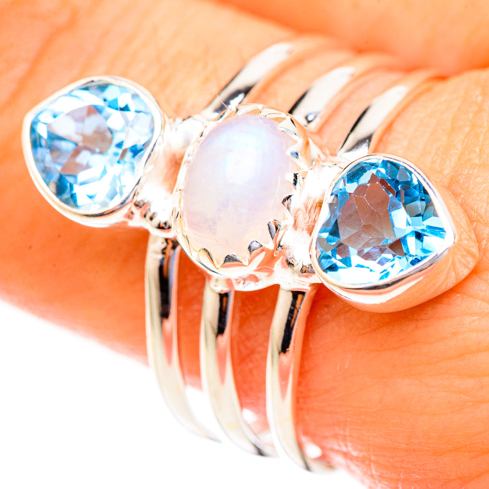 Rainbow Moonstone Rings handcrafted by Ana Silver Co - RING123364