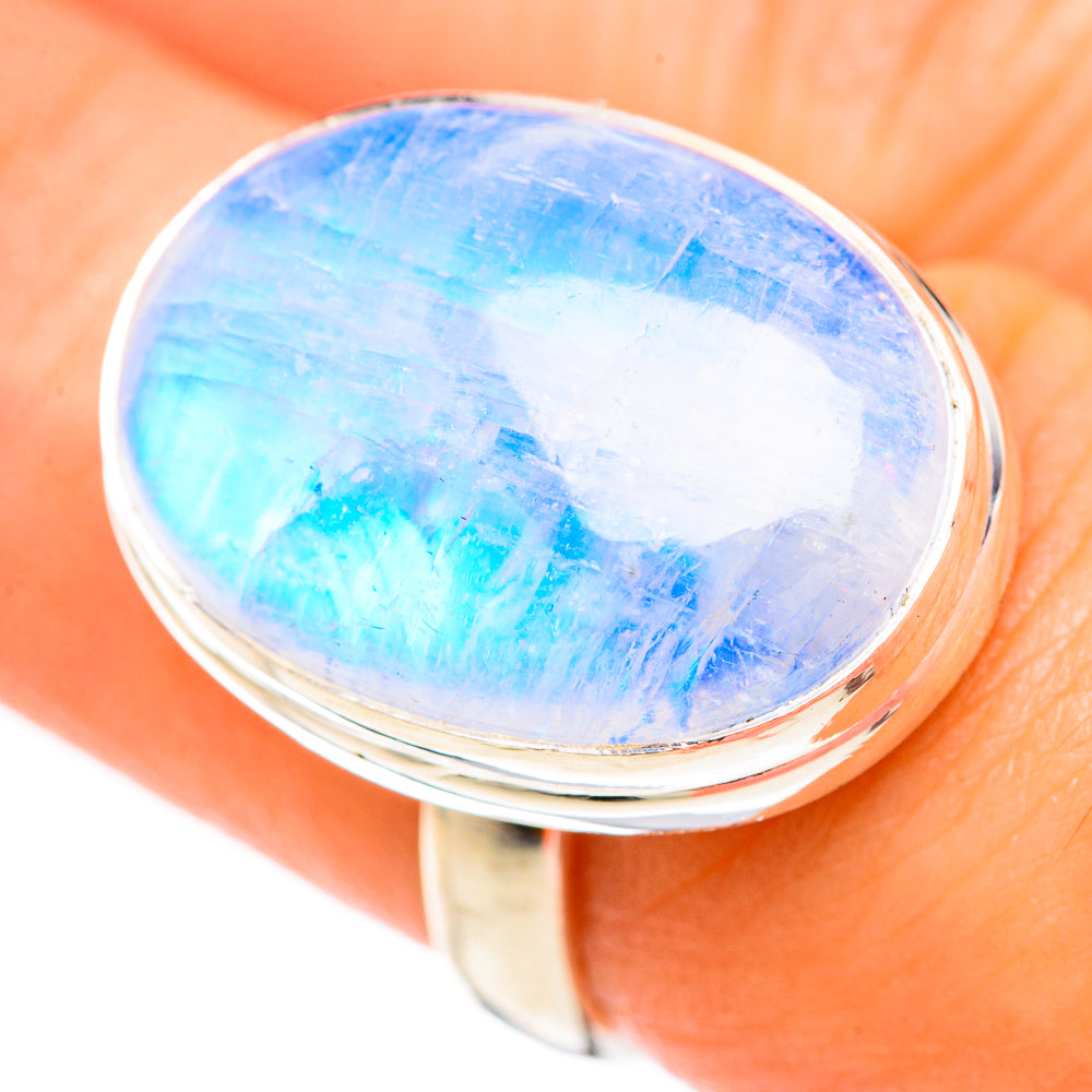 Rainbow Moonstone Rings handcrafted by Ana Silver Co - RING123381