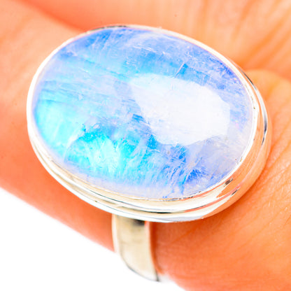 Rainbow Moonstone Rings handcrafted by Ana Silver Co - RING123381