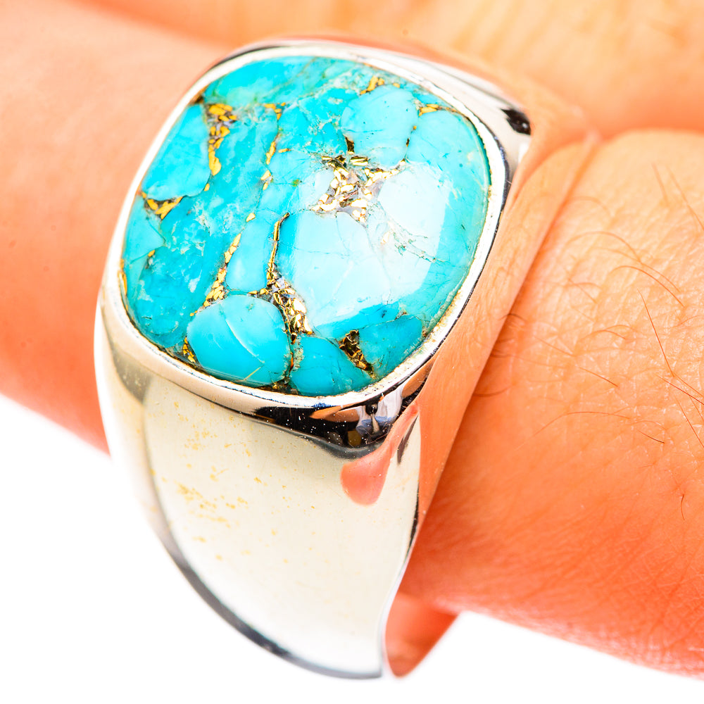 Blue Copper Composite Turquoise Rings handcrafted by Ana Silver Co - RING123385