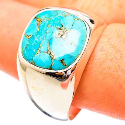 Blue Copper Composite Turquoise Rings handcrafted by Ana Silver Co - RING123385