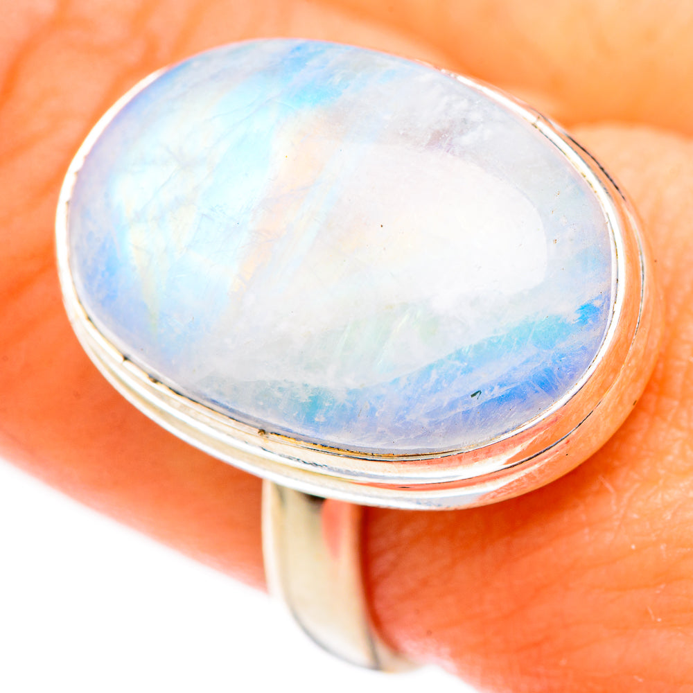 Rainbow Moonstone Rings handcrafted by Ana Silver Co - RING123412