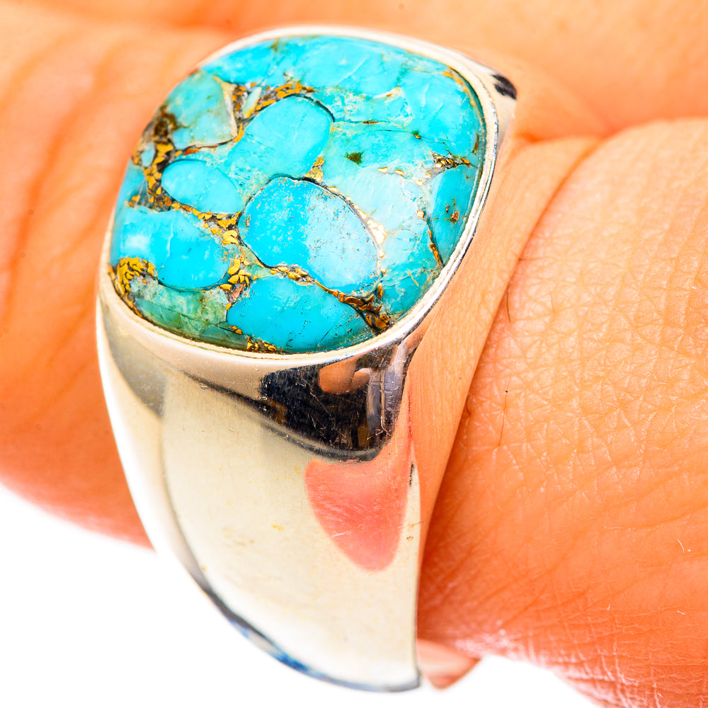 Blue Copper Composite Turquoise Rings handcrafted by Ana Silver Co - RING123420