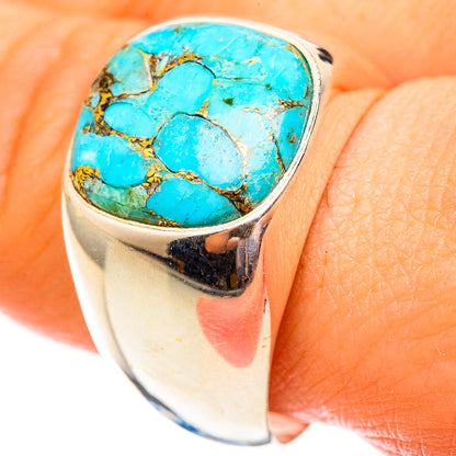 Blue Copper Composite Turquoise Rings handcrafted by Ana Silver Co - RING123420