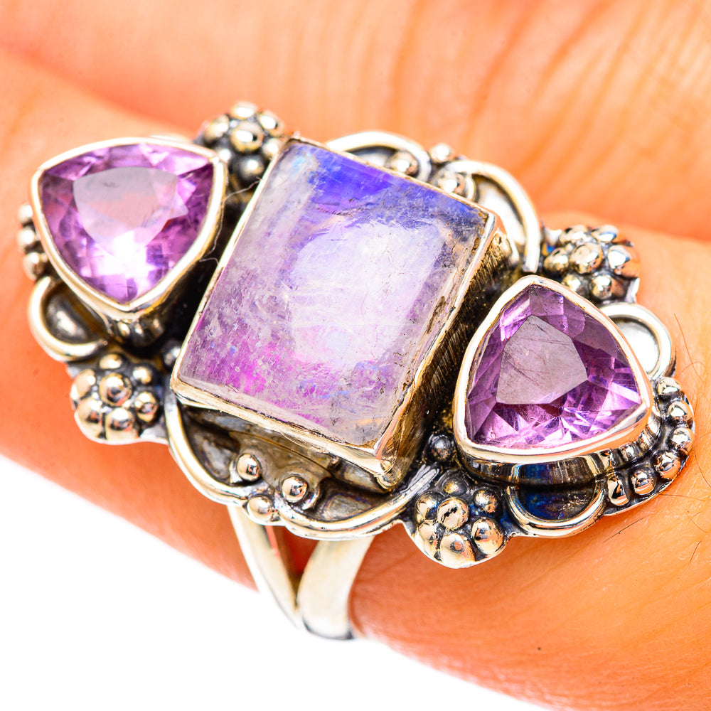 Pink Moonstone Rings handcrafted by Ana Silver Co - RING123424