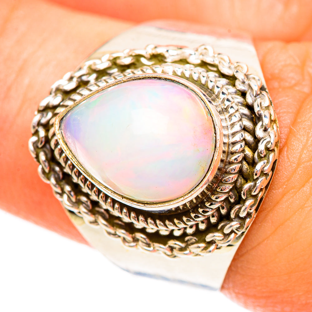 Rainbow Moonstone Rings handcrafted by Ana Silver Co - RING123426