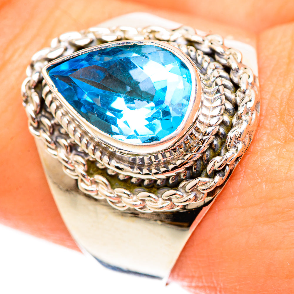 Swiss Blue Topaz Rings handcrafted by Ana Silver Co - RING123429