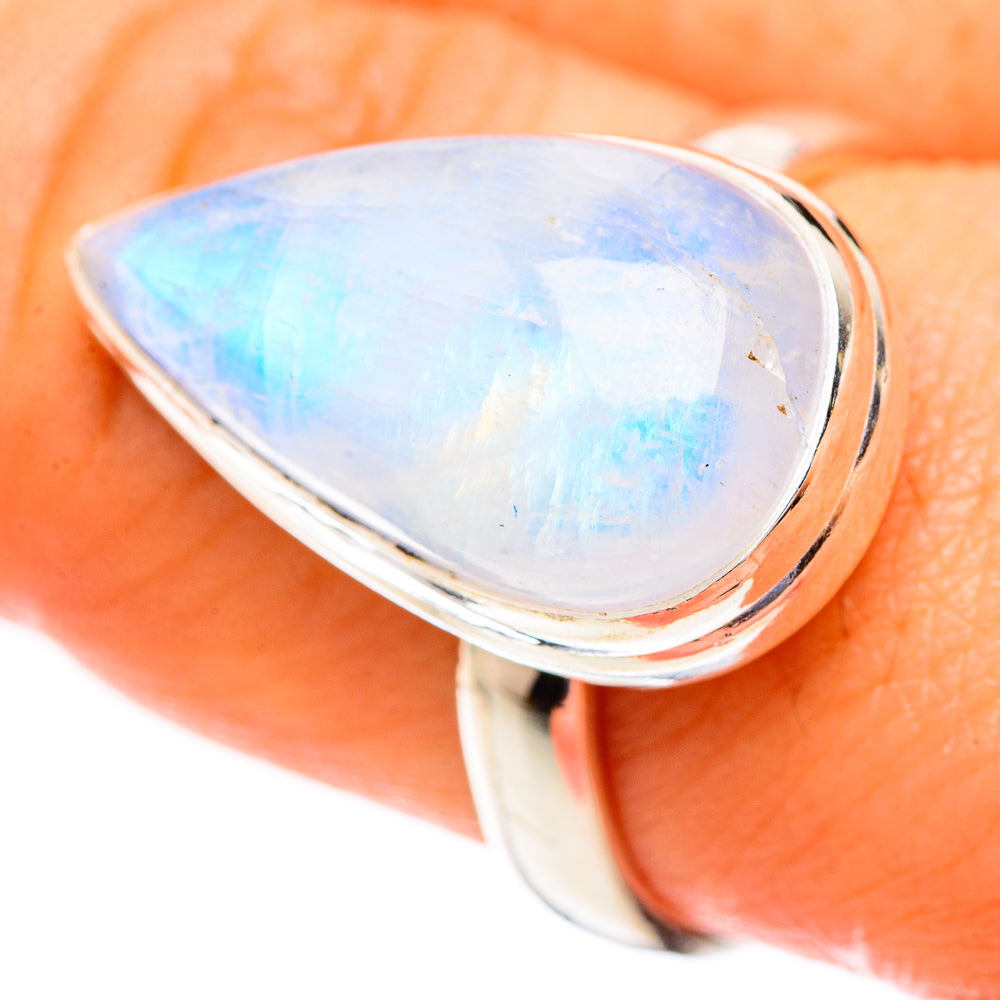 Rainbow Moonstone Rings handcrafted by Ana Silver Co - RING123434