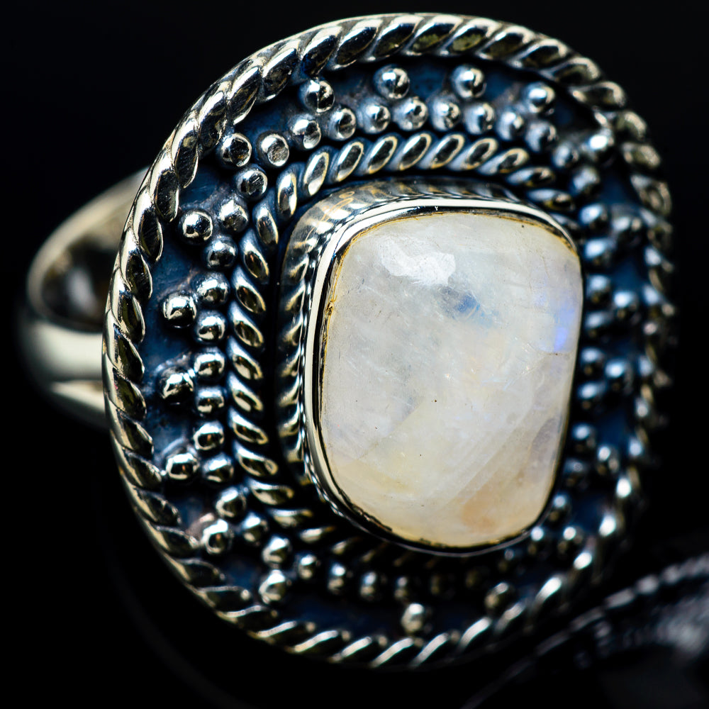 Rainbow Moonstone Rings handcrafted by Ana Silver Co - RING12345