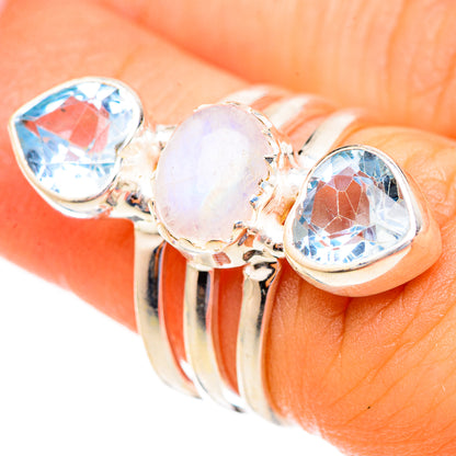 Rainbow Moonstone Rings handcrafted by Ana Silver Co - RING123469