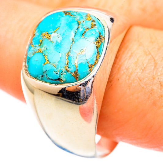 Blue Copper Composite Turquoise Rings handcrafted by Ana Silver Co - RING123475