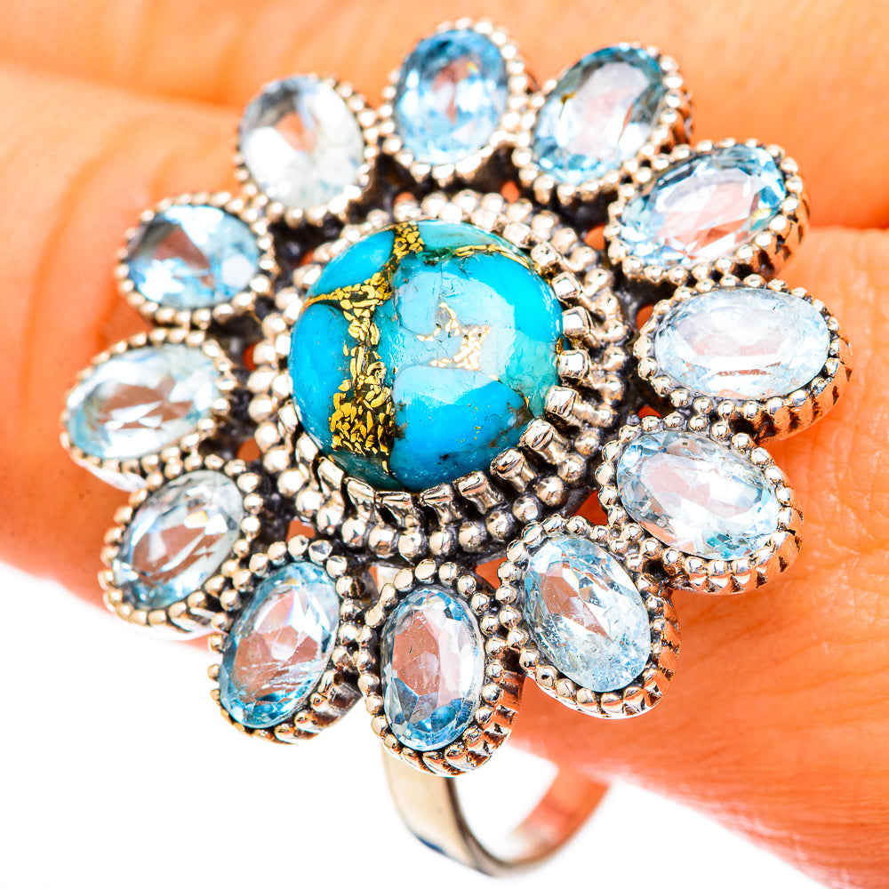 Blue Copper Composite Turquoise Rings handcrafted by Ana Silver Co - RING123482