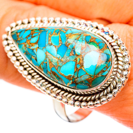 Blue Copper Composite Turquoise Rings handcrafted by Ana Silver Co - RING123486
