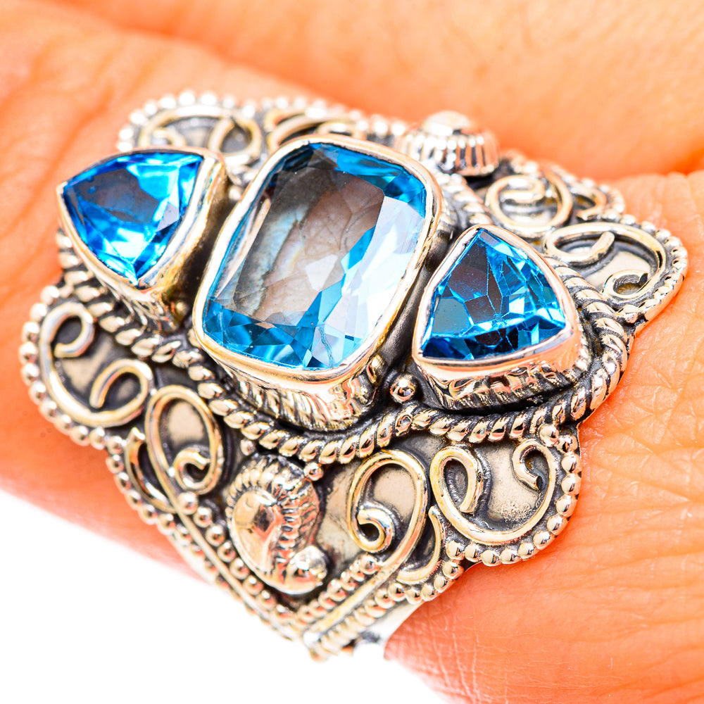 Swiss Blue Topaz Rings handcrafted by Ana Silver Co - RING123488