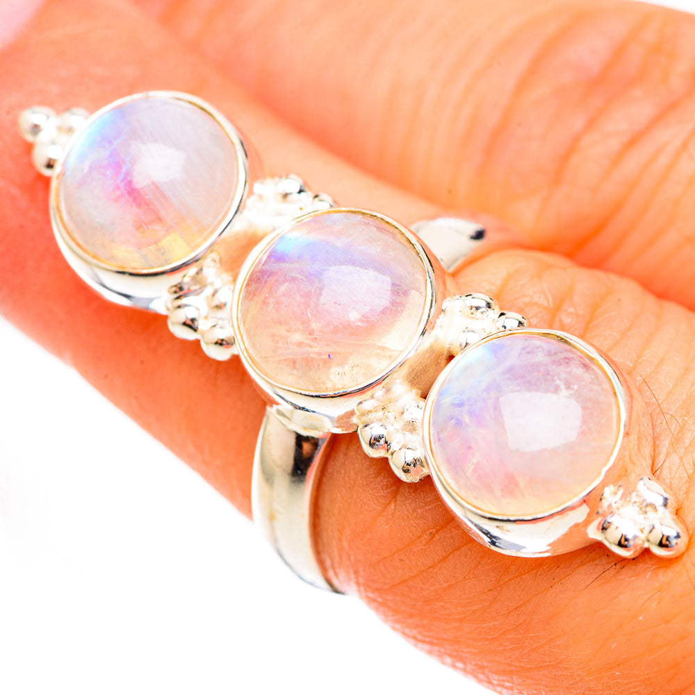 Rainbow Moonstone Rings handcrafted by Ana Silver Co - RING123501