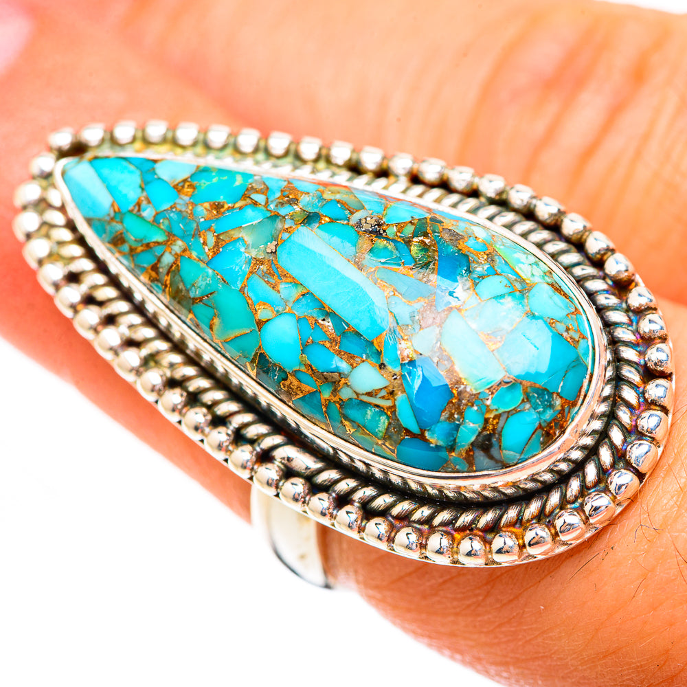 Blue Copper Composite Turquoise Rings handcrafted by Ana Silver Co - RING123512