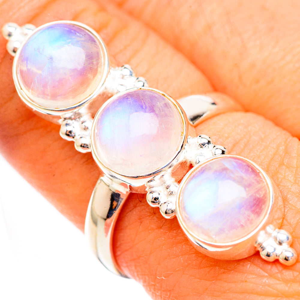 Rainbow Moonstone Rings handcrafted by Ana Silver Co - RING123524