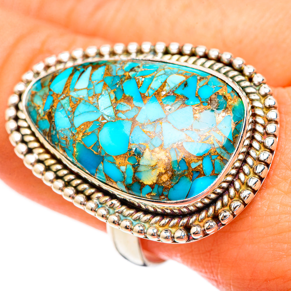 Blue Copper Composite Turquoise Rings handcrafted by Ana Silver Co - RING123529