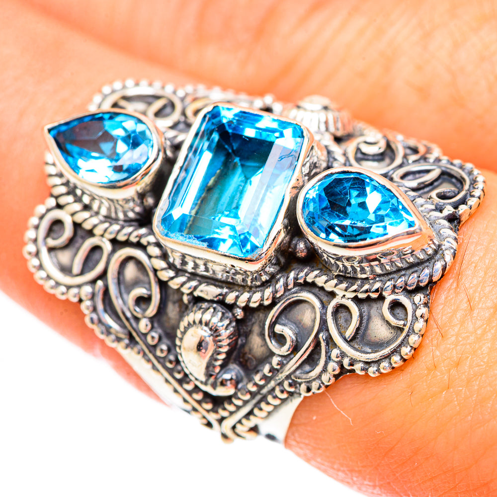 Swiss Blue Topaz Rings handcrafted by Ana Silver Co - RING123530