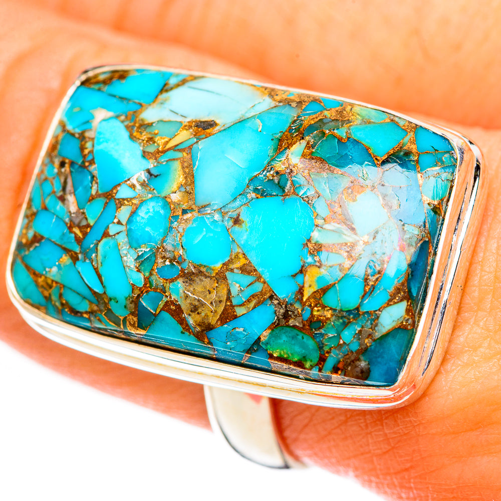 Blue Copper Composite Turquoise Rings handcrafted by Ana Silver Co - RING123532