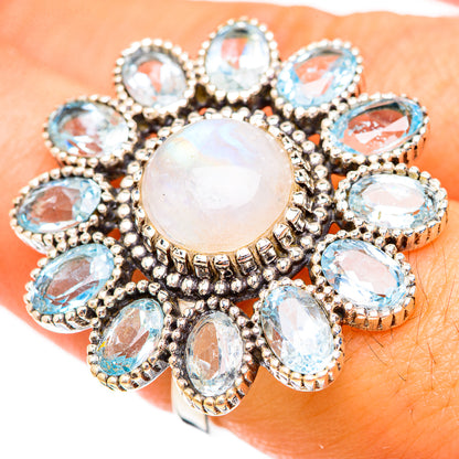 Rainbow Moonstone Rings handcrafted by Ana Silver Co - RING123533
