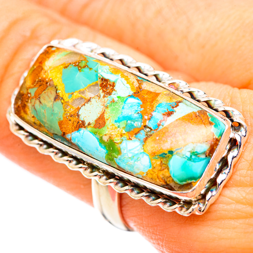 Blue Copper Composite Turquoise Rings handcrafted by Ana Silver Co - RING123534