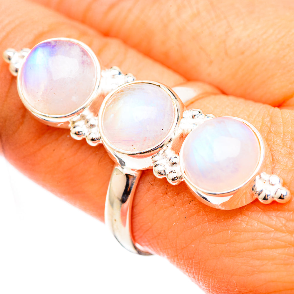 Rainbow Moonstone Rings handcrafted by Ana Silver Co - RING123545