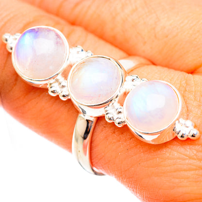 Rainbow Moonstone Rings handcrafted by Ana Silver Co - RING123545
