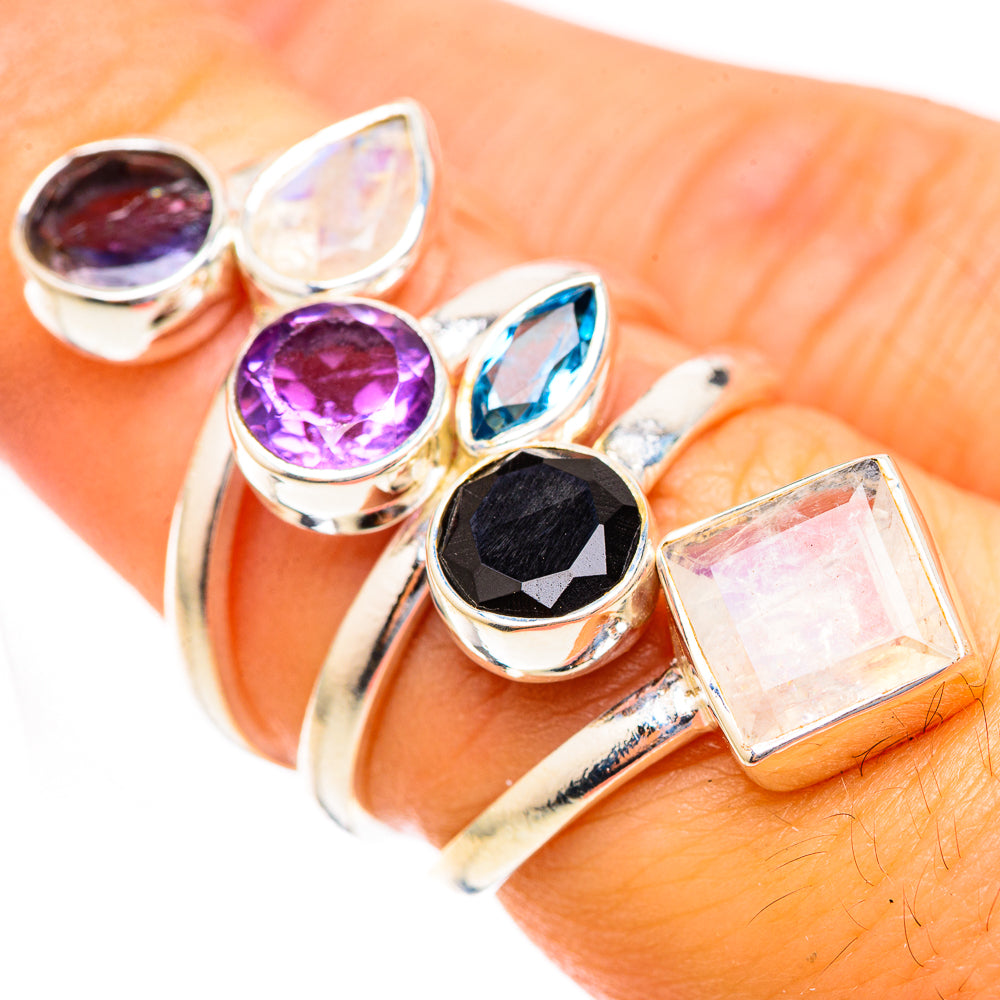 Rainbow Moonstone Rings handcrafted by Ana Silver Co - RING123546
