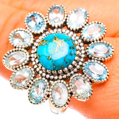 Blue Copper Composite Turquoise Rings handcrafted by Ana Silver Co - RING123554