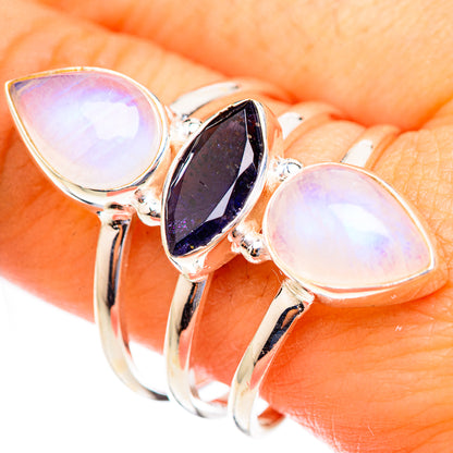 Rainbow Moonstone Rings handcrafted by Ana Silver Co - RING123562