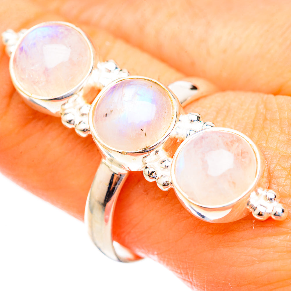 Rainbow Moonstone Rings handcrafted by Ana Silver Co - RING123563