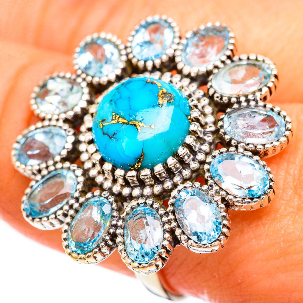 Blue Copper Composite Turquoise Rings handcrafted by Ana Silver Co - RING123568