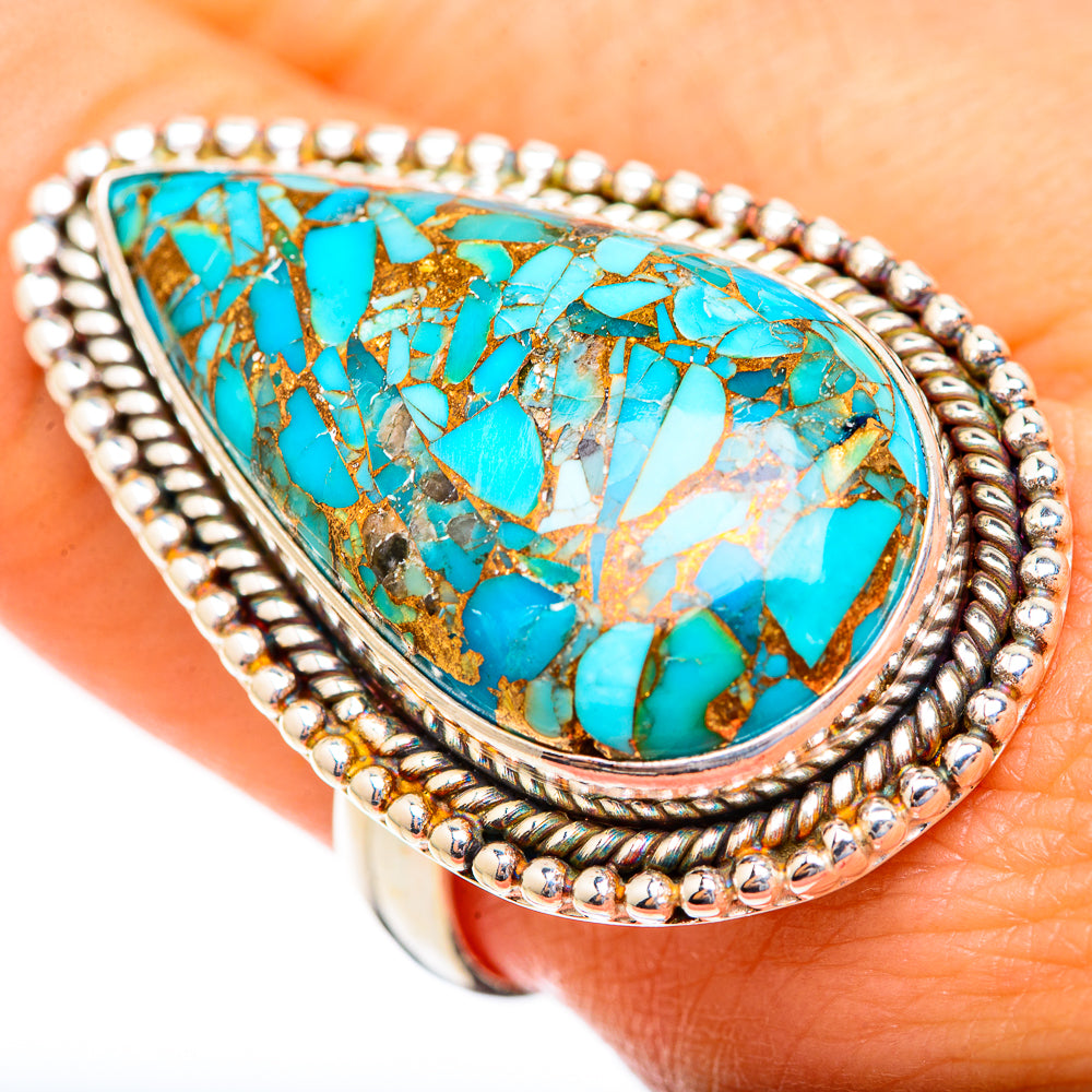 Blue Copper Composite Turquoise Rings handcrafted by Ana Silver Co - RING123569