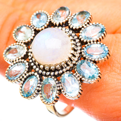 Rainbow Moonstone Rings handcrafted by Ana Silver Co - RING123579