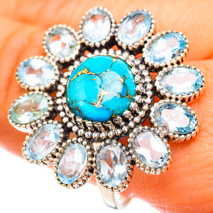 Blue Copper Composite Turquoise Rings handcrafted by Ana Silver Co - RING123581