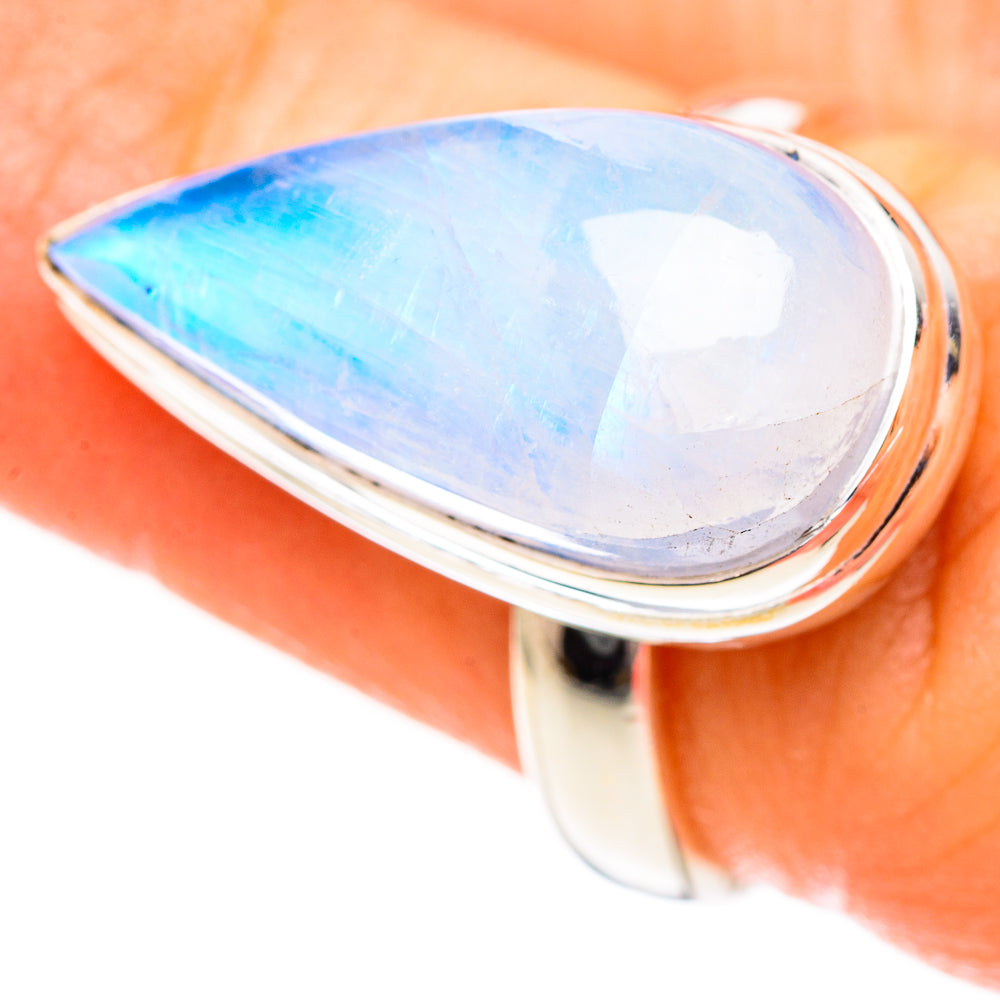 Rainbow Moonstone Rings handcrafted by Ana Silver Co - RING123586
