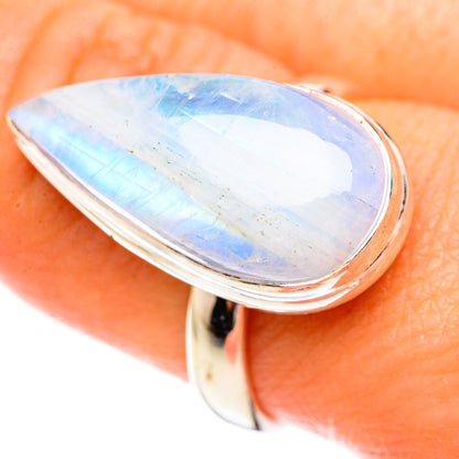 Rainbow Moonstone Rings handcrafted by Ana Silver Co - RING123650