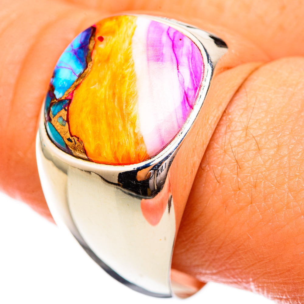 Kingman Pink Dahlia Turquoise Rings handcrafted by Ana Silver Co - RING123682