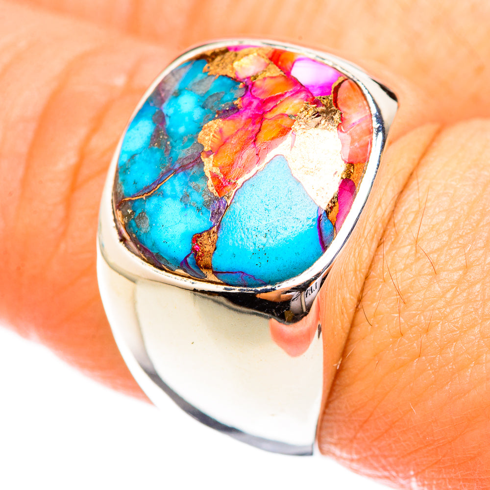 Kingman Pink Dahlia Turquoise Rings handcrafted by Ana Silver Co - RING123683