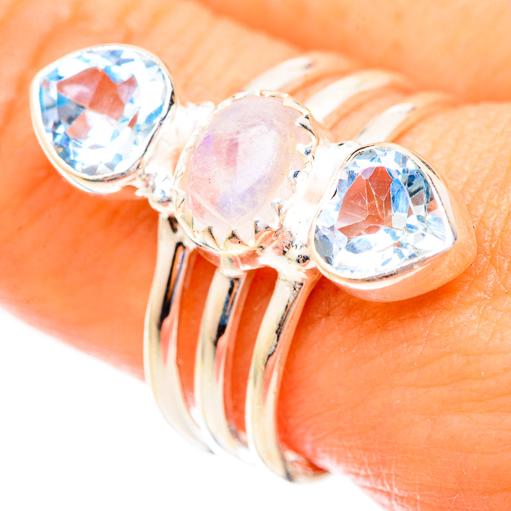 Rainbow Moonstone Rings handcrafted by Ana Silver Co - RING123690
