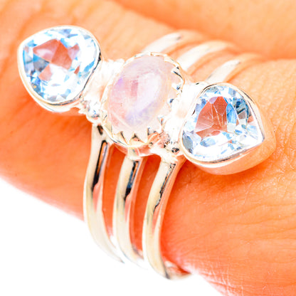 Rainbow Moonstone Rings handcrafted by Ana Silver Co - RING123690