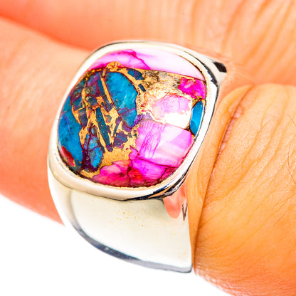 Kingman Pink Dahlia Turquoise Rings handcrafted by Ana Silver Co - RING123700
